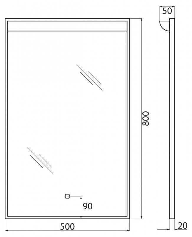 Зеркало с подсветкой 50x80x5см Belbagno SPC-UNO SPC-UNO-500-800-TCH