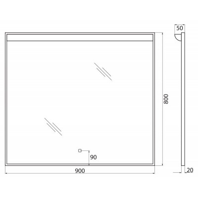 Зеркало с подсветкой 90x80x5см Belbagno SPC-UNO SPC-UNO-900-800-TCH