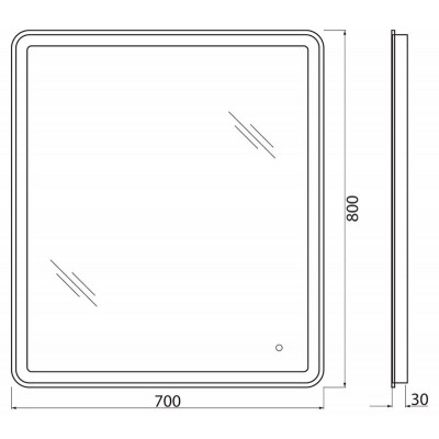 Зеркало с подсветкой 70x80x3см Belbagno SPC-MAR SPC-MAR-700-800-LED-TCH