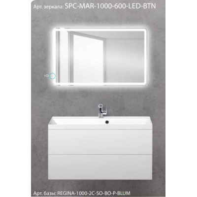 Зеркало с подсветкой 100x60x3см Belbagno SPC-MAR SPC-MAR-1000-600-LED-BTN