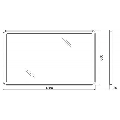 Зеркало с подсветкой 100x60x3см Belbagno SPC-MAR SPC-MAR-1000-600-LED-TCH