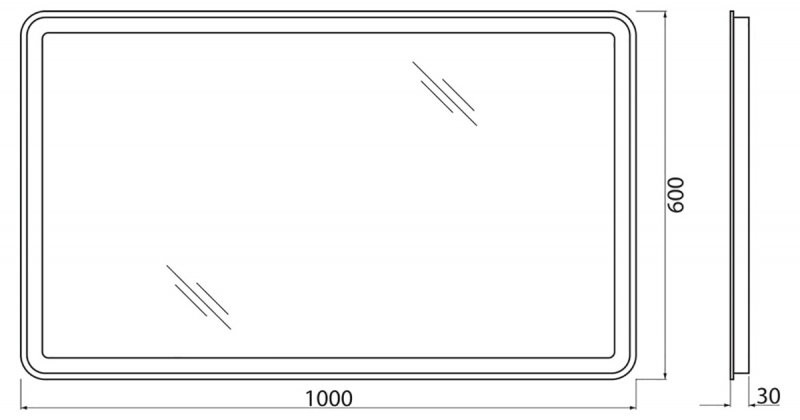 Зеркало с подсветкой 100x60x3см Belbagno SPC-MAR SPC-MAR-1000-600-LED-TCH