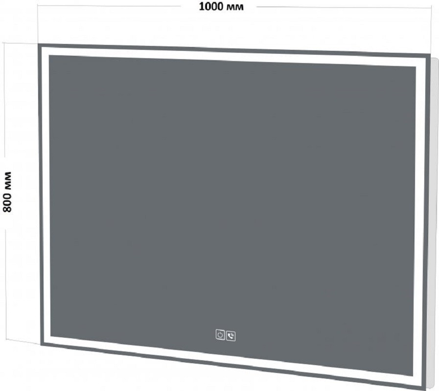 Зеркало с подсветкой 100x80x3см Belbagno SPC-GRT SPC-GRT-1000-800-LED-TCH-PHONE