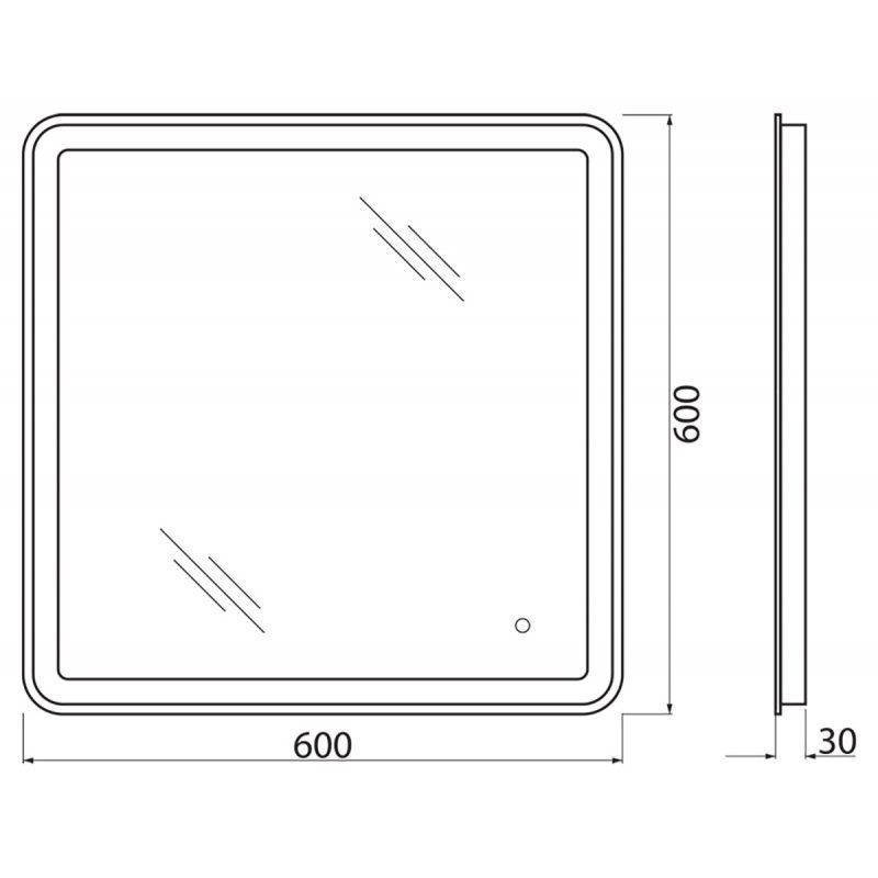 Зеркало с подсветкой 60x60x3см Belbagno SPC-MAR SPC-MAR-600-600-LED-TCH