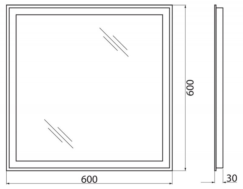 Зеркало с подсветкой 60x60x3см Belbagno SPC-GRT SPC-GRT-600-600-LED-BTN