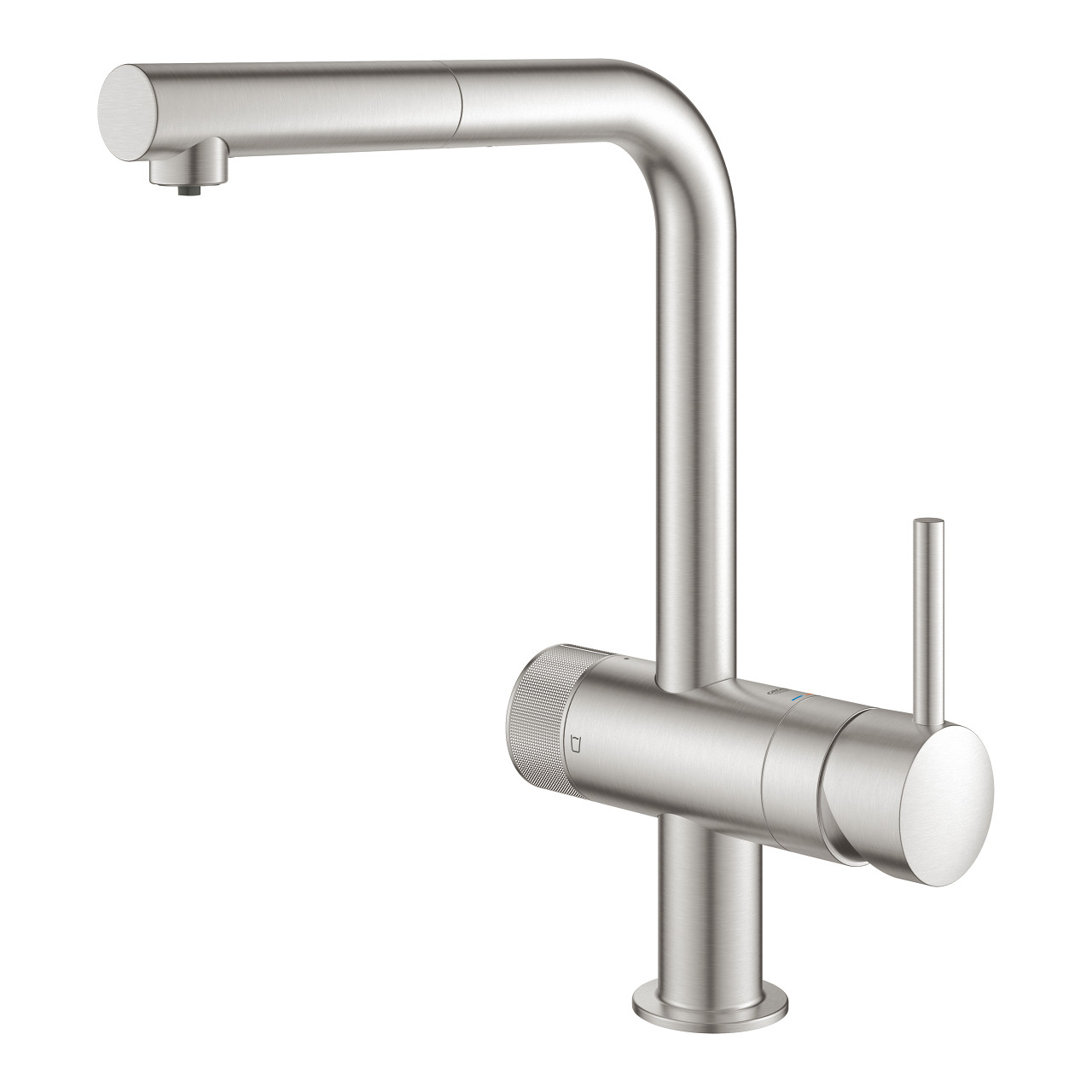 Смеситель однорычажный для мойки с функцией очистки водопроводной воды Grohe BLUE PURE Minta 31721DC0 суперсталь