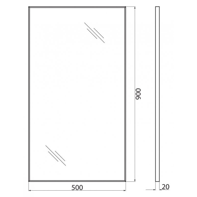 Зеркало для ванны 50x90x2см Belbagno SPC-AL SPC-AL-500-900