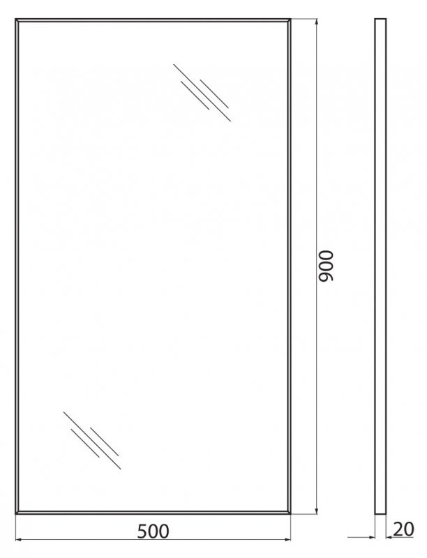 Зеркало для ванны 50x90x2см Belbagno SPC-AL SPC-AL-500-900