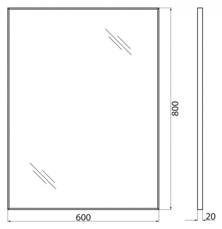 Зеркало для ванны 60x80x2см Belbagno SPC-AL SPC-AL-600-800