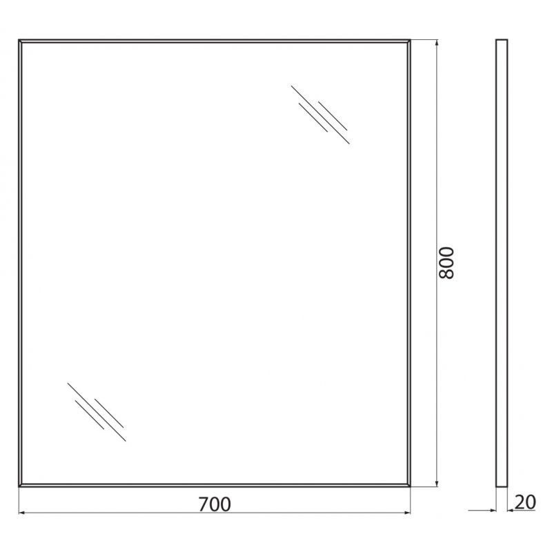 Зеркало для ванны 70x80x2см Belbagno SPC-AL SPC-AL-700-800