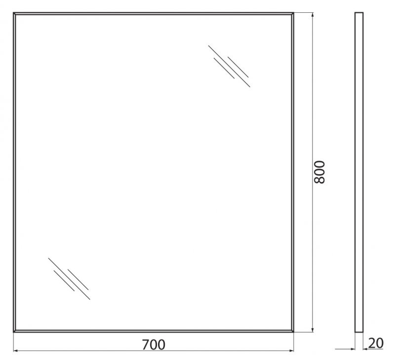 Зеркало для ванны 70x80x2см Belbagno SPC-AL SPC-AL-700-800