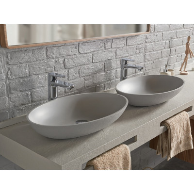 Раковина накладная 58x38x11см Acquabella Lavabo LAVABO_ON-TOP_OVAL_SLATE_MARFIL