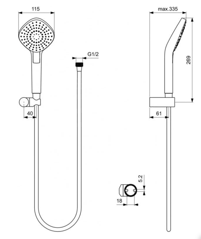 Душевой комплект Ideal Standard Idealrain EVO DIAMOND L3 с настенным держателем