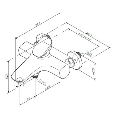 Смеситель для ванны и душа хром AM.PM Spirit 2.0 F70A10000