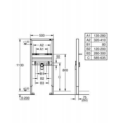 Инсталляция для раковины, для смесителей на одно отверстие Grohe Rapid SL 38554001