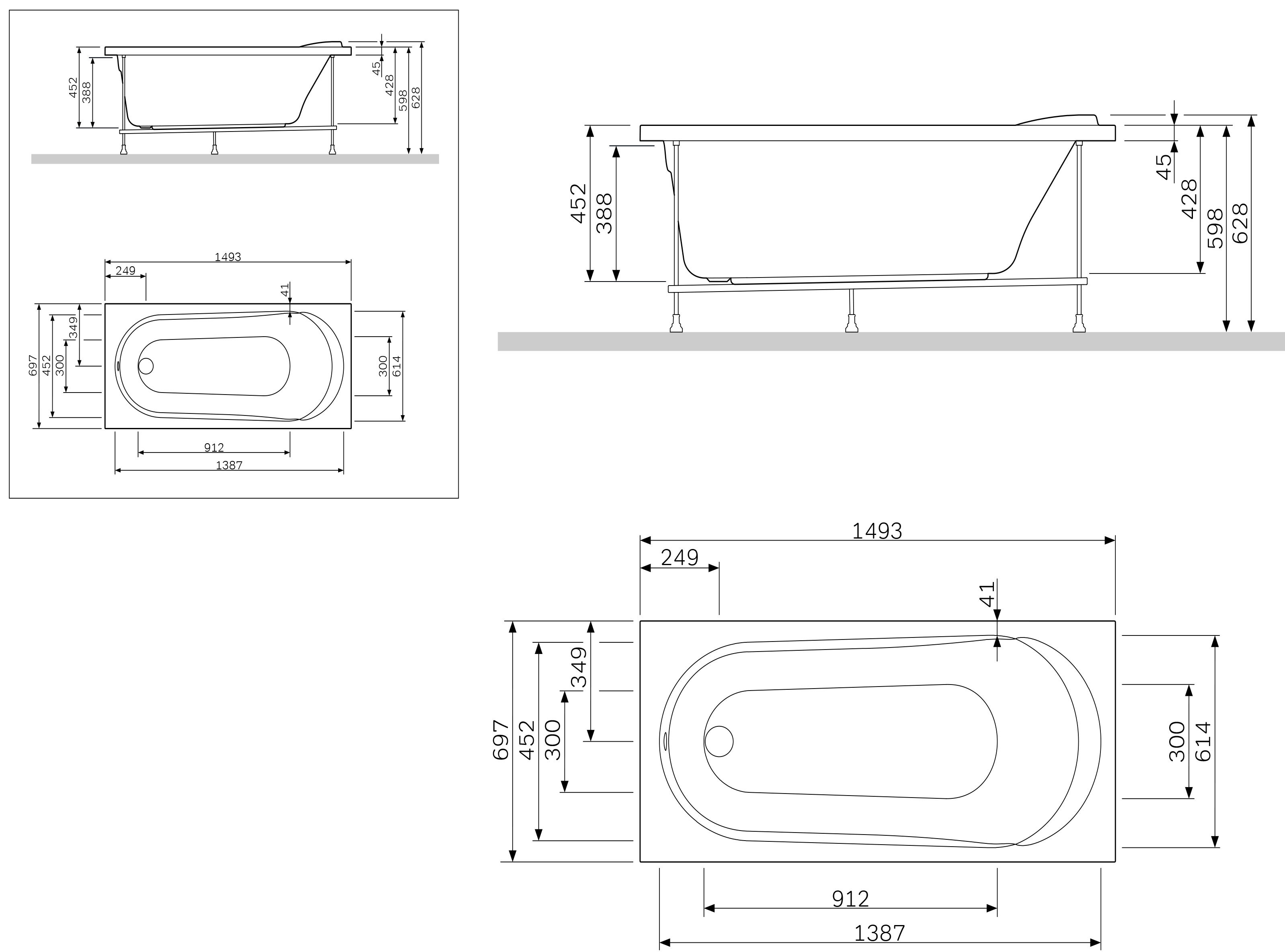 Фронтальная панель для акриловой ванны 150x55см Am.pm Spirit W85A-150-070W-P