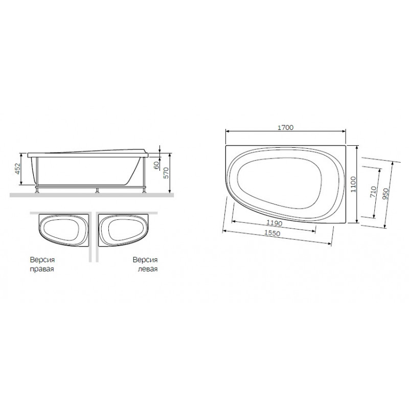 Фронтальная панель для акриловой ванны 170x110см Am.pm Like W80A-170U110W-P