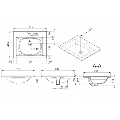Раковина мебельная белая 80x49x17см Am.pm Spirit 2.0 M70AWCC0802WG