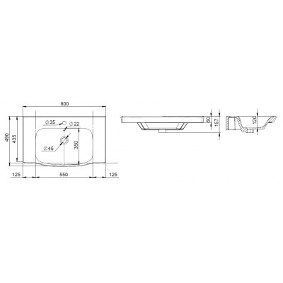 Раковина мебельная белая 80x49x16см Am.pm Like M80WCC0802WG
