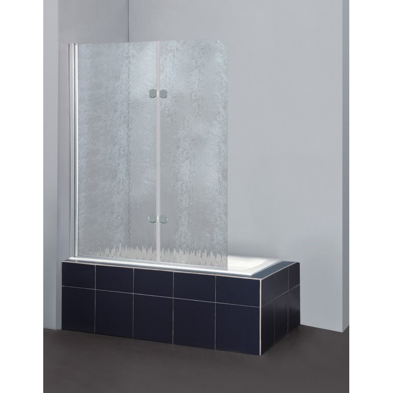 Душевая шторка 120x140 на ванну BELBAGNO SELA-V-21-120/140-Ch-Cr-L, стекло текстурированное Chinchilla, профиль хром, левая
