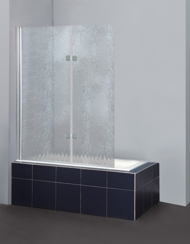 Душевая шторка 120x140 на ванну BELBAGNO SELA-V-21-120/140-Ch-Cr-L, стекло текстурированное Chinchilla, профиль хром, левая