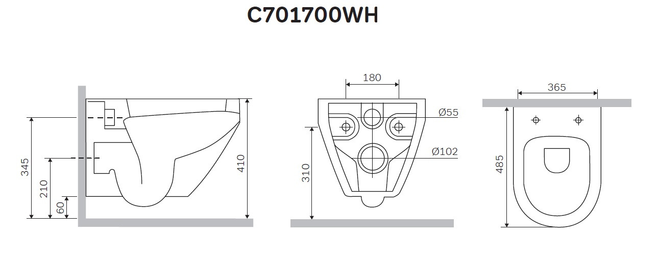 Унитаз подвесной безободковый белый Am.pm Spirit 2.0 C701700WH