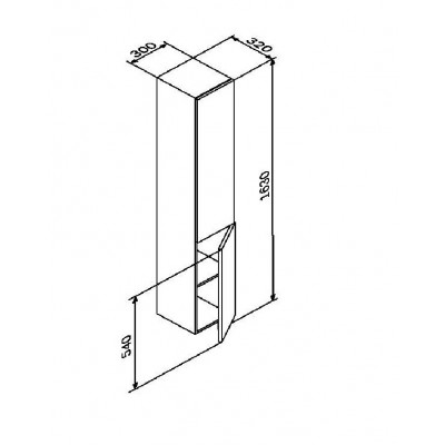 Шкаф-пенал подвесной правый графит 30х32х163см Am.pm Gem M90CHR0306GM