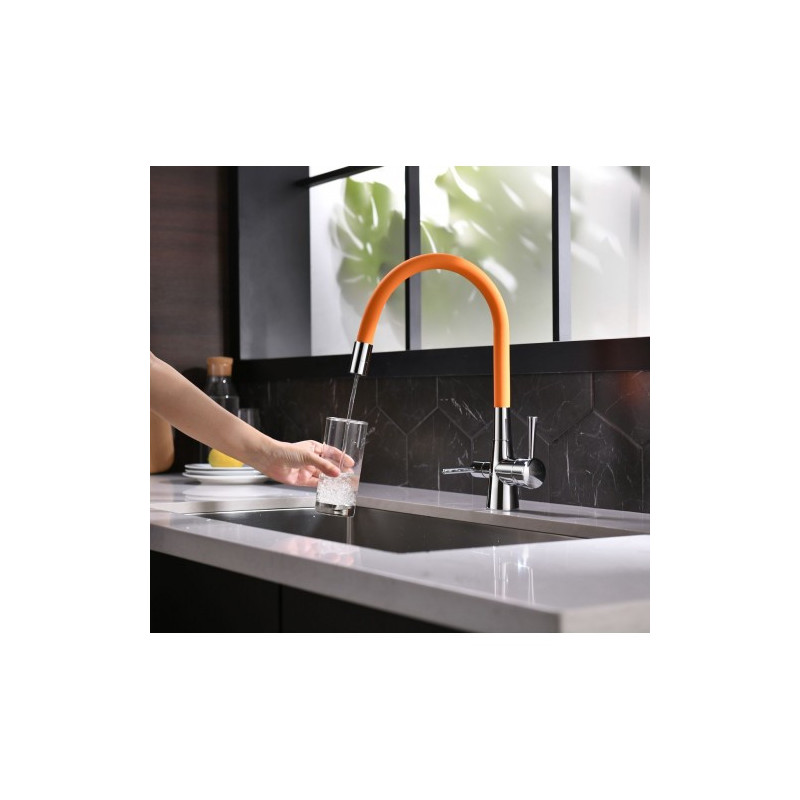 Смеситель для кухни оранжевый/хром Lemark Comfort LM3075C-Orange