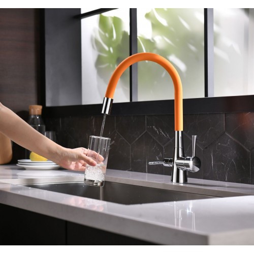 Смеситель для кухни оранжевый/хром Lemark Comfort LM3075C-Orange