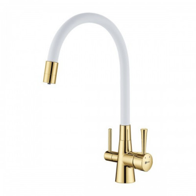 Смеситель для раковины белый/золото Lemark Comfort LM3075G-White