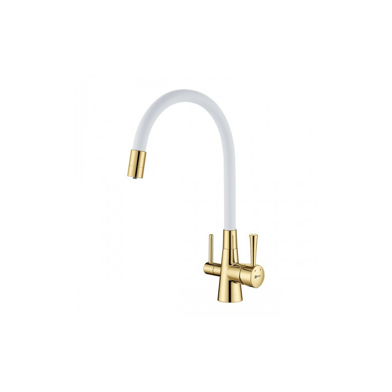 Смеситель для раковины белый/золото Lemark Comfort LM3075G-White