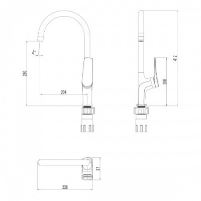 Смеситель для кухни черный/розовое золото Lemark Bronx LM3705BLR