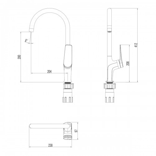 Смеситель для кухни черный/розовое золото Lemark Bronx LM3705BLR
