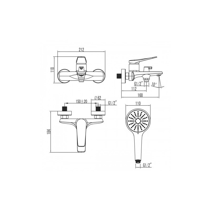 Смеситель для ванны графит Lemark Bronx LM3714GM
