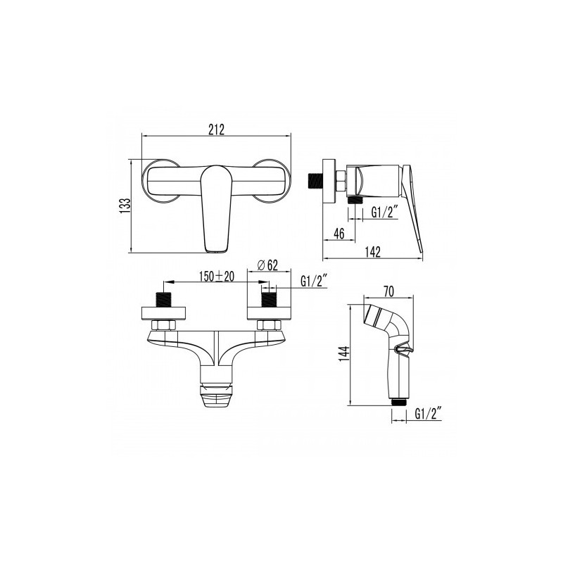 Смеситель для душа черный Lemark Bronx LM3718BL