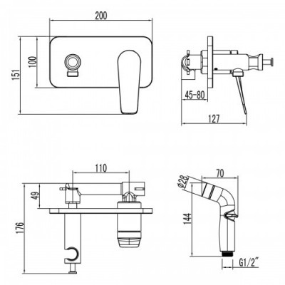 Смеситель для душа встраиваемый черный Lemark Bronx LM3720BL
