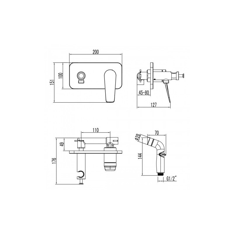 Смеситель для душа встраиваемый графит Lemark Bronx LM3720GM