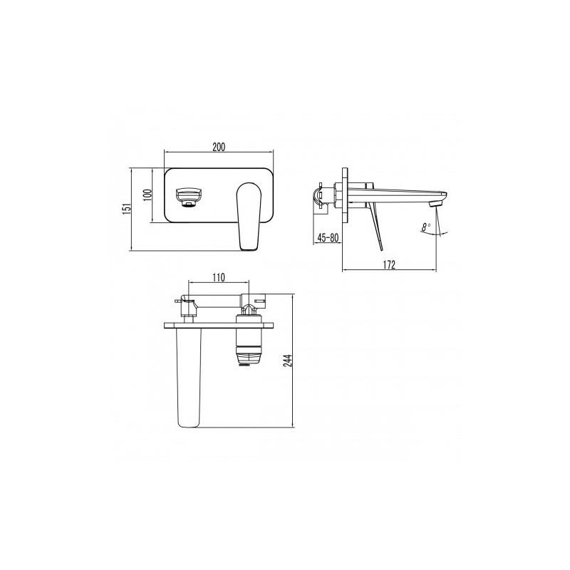 Смеситель для раковины встраиваемый графит Lemark Bronx LM3726GM
