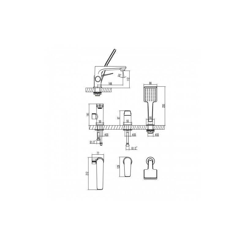 Смеситель на борт ванны графит Lemark Bronx LM3745GM