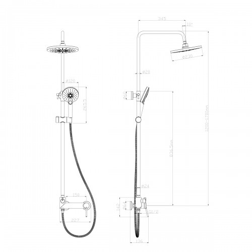 Система для душа со смесителем хром Lemark Minima LM3860C