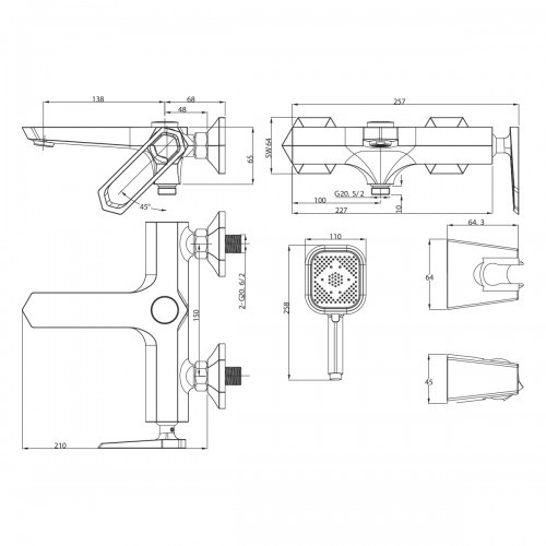 Смеситель для ванны хром Lemark Prizma LM3914C