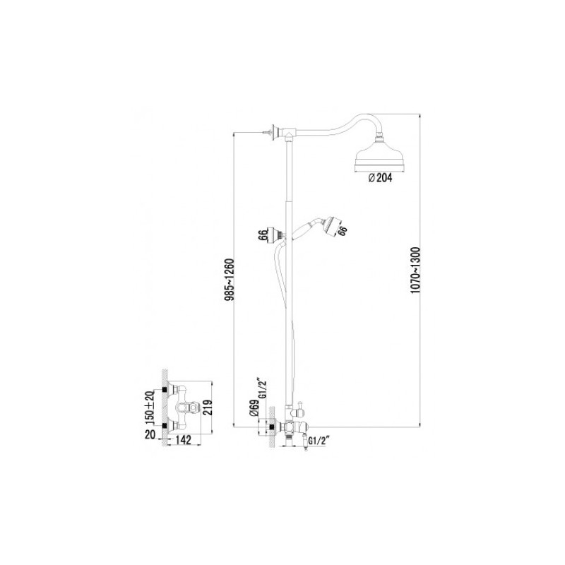 Система для душа со смесителем хром Lemark Villa LM4860C