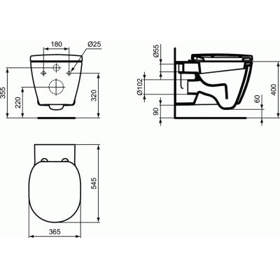 Подвесной унитаз Ideal Standard Connect с полочкой E804501