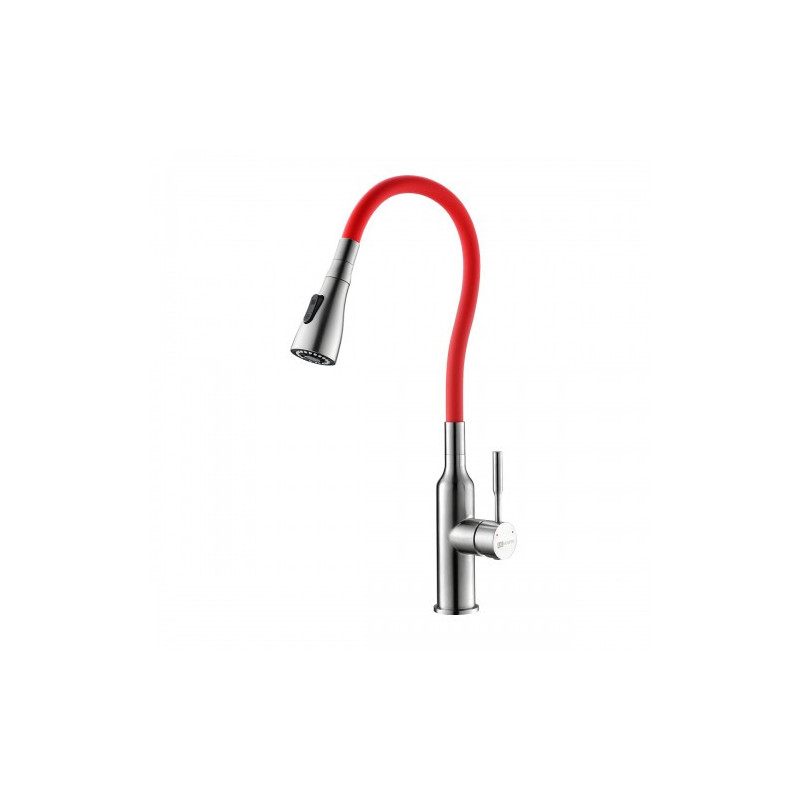 Смеситель для кухни красный/сталь Lemark Expert LM5082S-Red