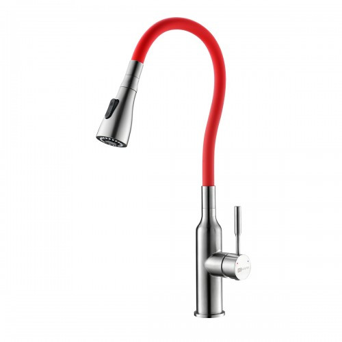 Смеситель для кухни красный/сталь Lemark Expert LM5082S-Red