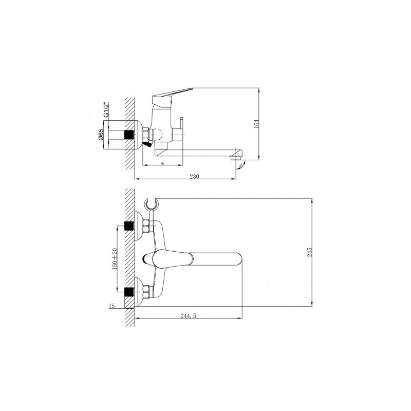 Смеситель для ванны хром Lemark Partner LM6513C
