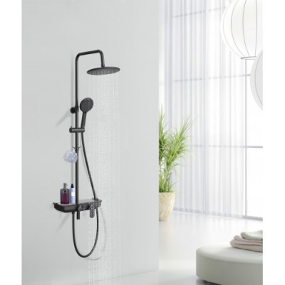 Система для ванны и душа с термостатическим смесителем черная Lemark Tropic LM7012BL