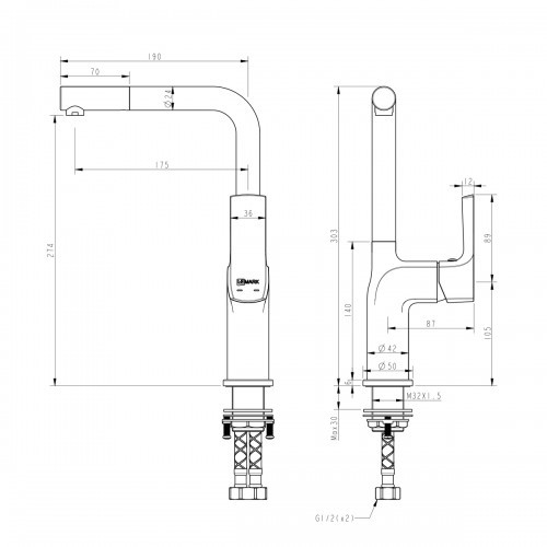 Смеситель для кухни черный Lemark Ursus LM7205BL
