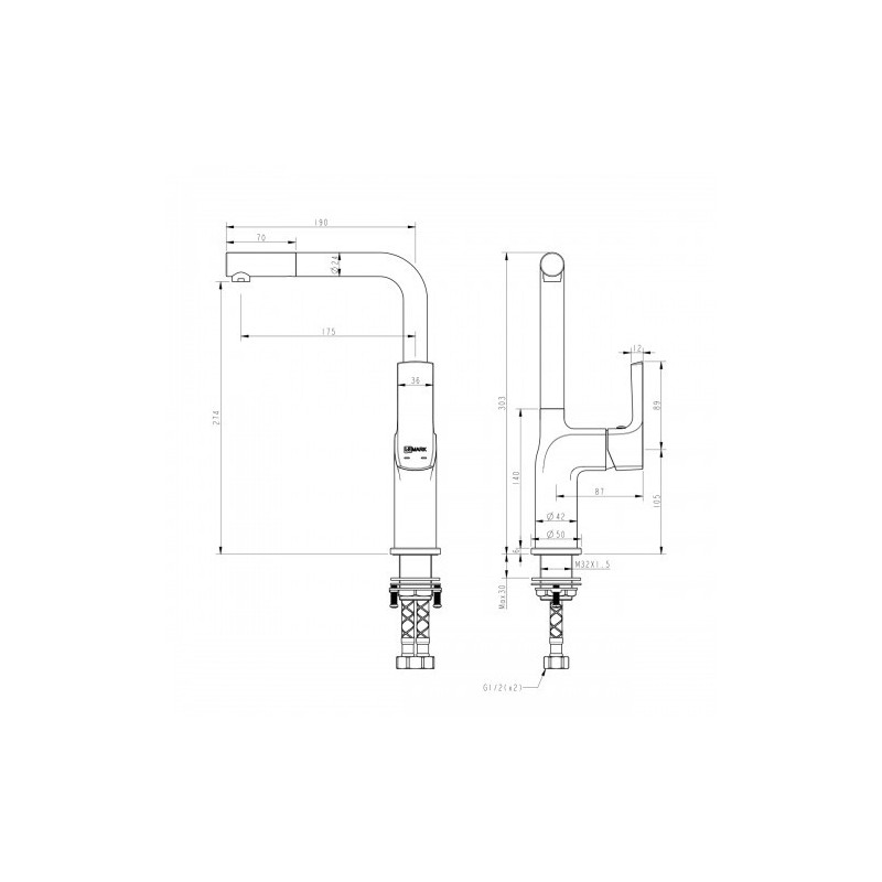Смеситель для кухни черный/розовое золото Lemark Ursus LM7205BLR