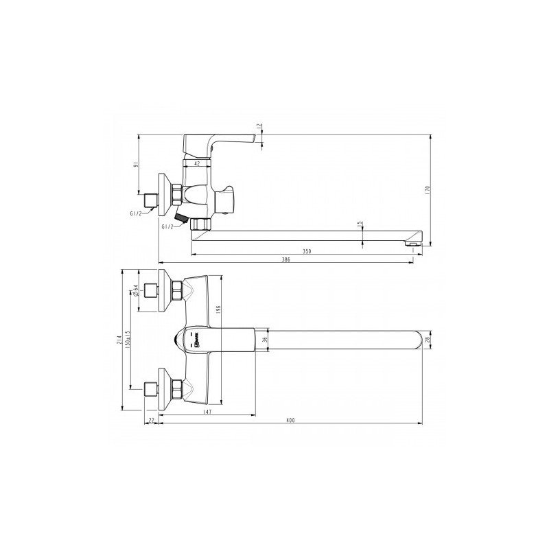 Смеситель для ванны черный Lemark Ursus LM7251BL